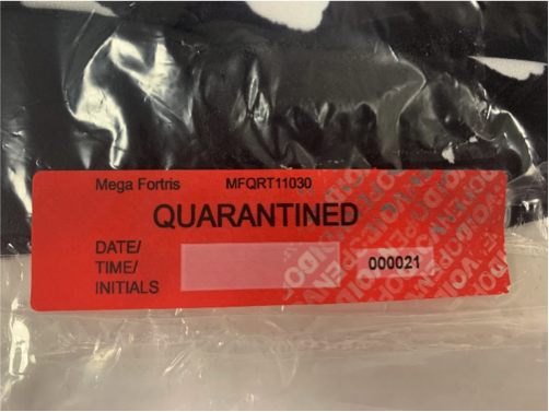 Retail quarantine security label stickers void tamper evidence
