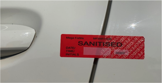 car dealership security label close up